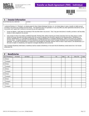Transfer on Death Agreement (TOD) - Individual