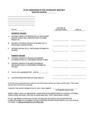 FCM Assessment Fee Summary Report