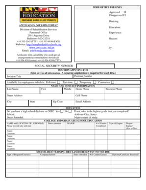 Maryland State Employment Application Form