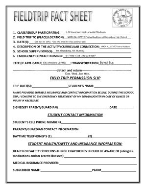 Field Trip Permission Slip
