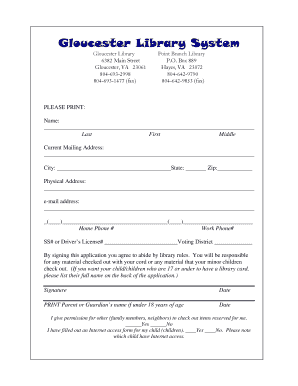 Library Application Form