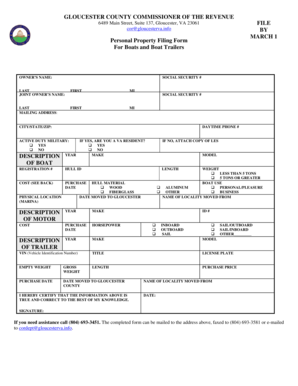 Virginia Boat and Trailer Property Filing Form