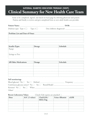 Clinical Summary for New Health Care Team
