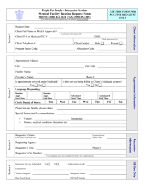 Medical Facility Routine Request Form