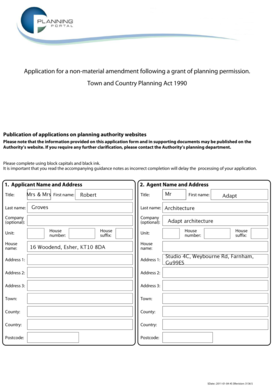 UK Non-Material Amendment Planning Permission Application