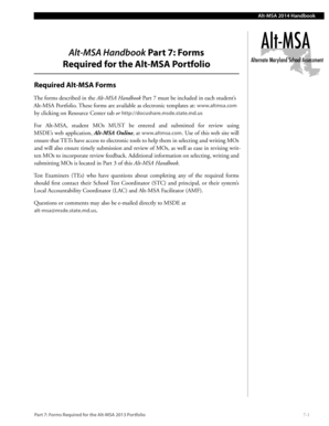 Alt-MSA Portfolio Table of Contents Form