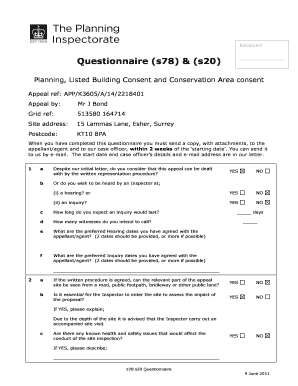 UK Planning Appeal Questionnaire