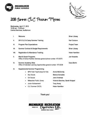 Baseball snack list template - Summer Planning Meeting Booklet - Milwaukee Recreation - milwaukeerecreation