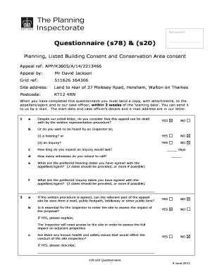 UK Planning Appeal Questionnaire