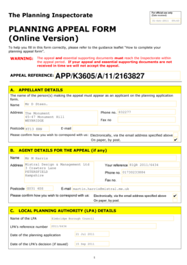 UK Planning Appeal Form