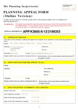 UK Planning Appeal Form