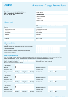 Broker Loan Change Request Form