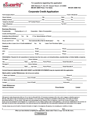 Corporate Credit Application