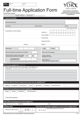 York College Full-time Application Form