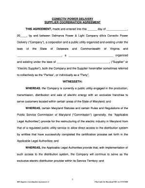 Supplier Coordination Agreement