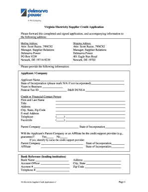 Virginia Electricity Supplier Credit Application Please forward this ...