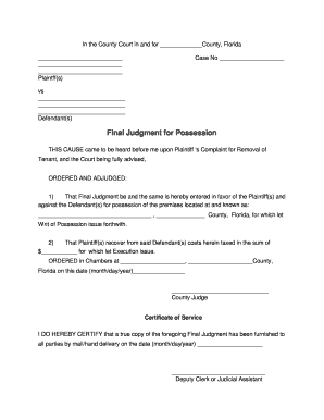 Final Judgment for Possession