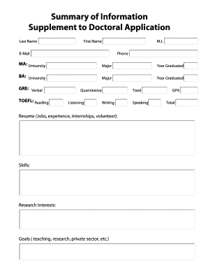 Doctoral Application Supplement