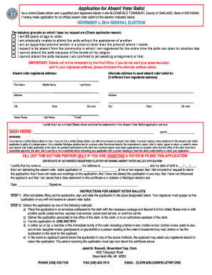 Michigan Absent Voter Ballot Application