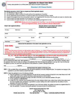 Michigan Absent Voter Ballot Application