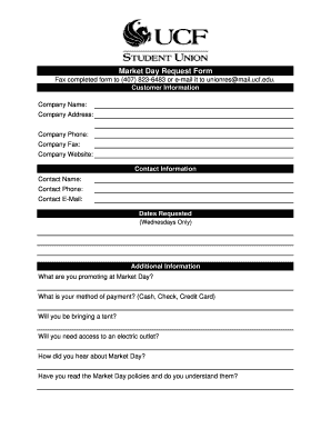Market Day Request Form - Pegasus UCF