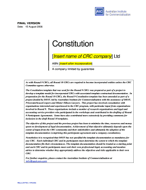 CRC Constitution Final - The Australian Institute for Commercialisation