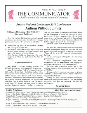 2 - Spring 2011 THE COMMUNICATOR A Publication of the Autism National Committee Autism National Committee 2011 Conference - autcom