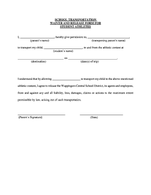 School Transportation Waiver and Release Form