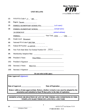 New York State PTA Unit Bylaws
