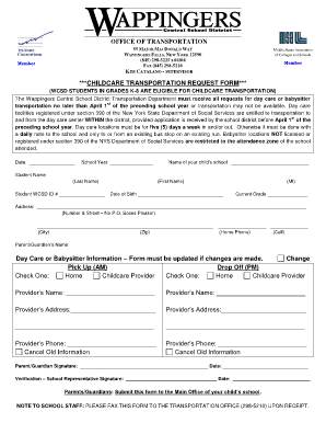 Childcare Transportation Request Form