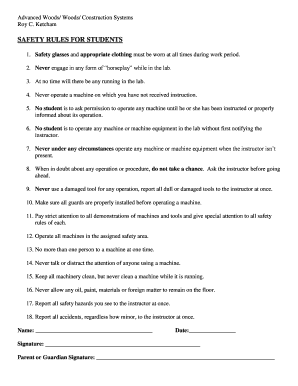 Student Safety Rules Agreement