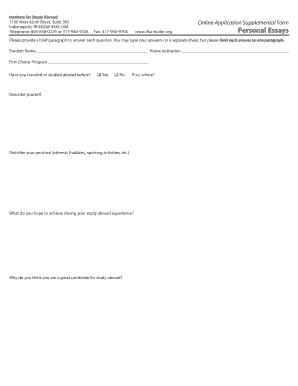 Institute for Study Abroad Application Form