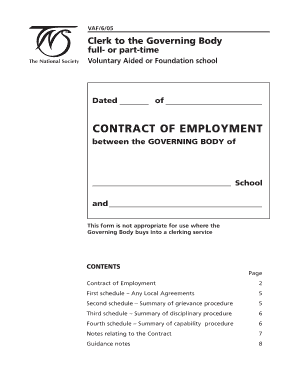 UK School Clerk Employment Contract