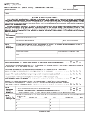 Texas 1-d-1 Agricultural Appraisal Application
