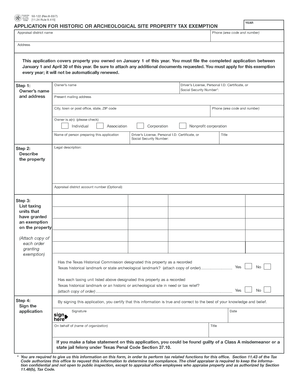Texas Historic Site Property Tax Exemption Application
