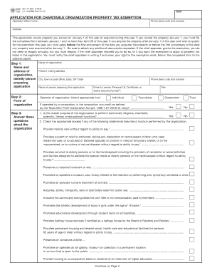 Texas Charitable Organization Property Tax Exemption Application