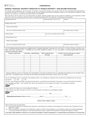 Texas General Personal Property Tax Rendition Form