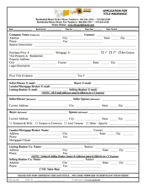 Title Insurance Application Form