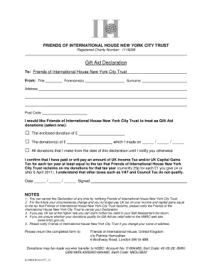 Gift Aid Declaration Form
