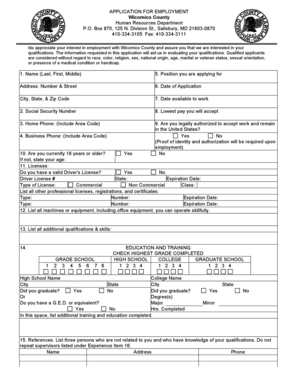 Wicomico County Employment Application