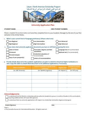 University Application Plan