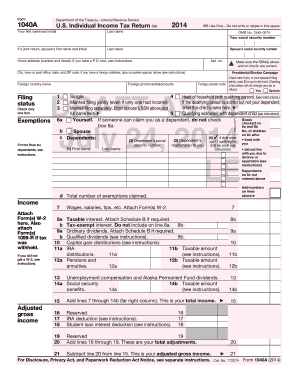 IRS Form 1040A Draft