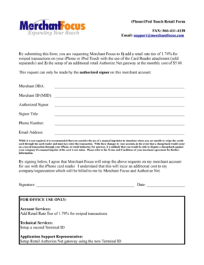 iPhone Retail Rate Request Form
