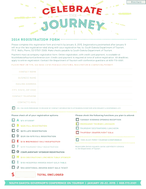 South Dakota Governor's Conference on Tourism Registration Form