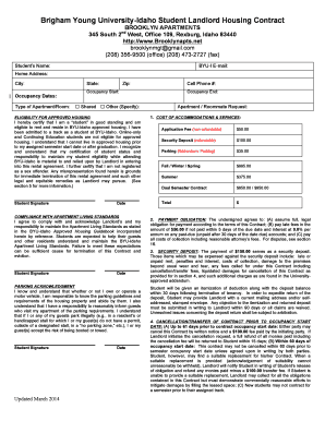 BYU-Idaho Student Landlord Housing Contract