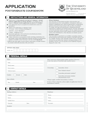 Postgraduate Coursework Application