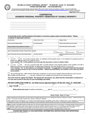 Texas Business Personal Property Rendition Form