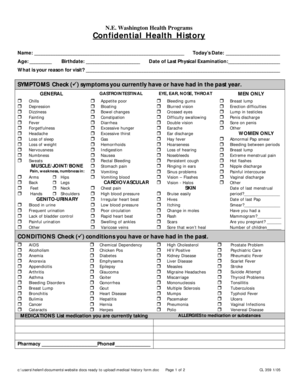 Confidential Health History Form