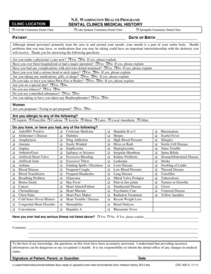 Dental Clinic Medical History Form