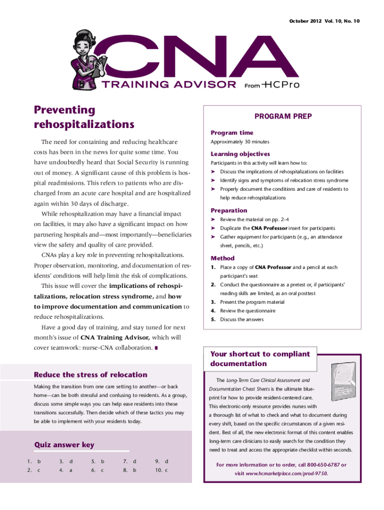 Preventing rehospitalizations - HCPro Preview on Page 1